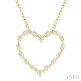 1/4 ctw Open Window Heart Frame Round Cut Diamond Fashion Pendant With Chain in 10K Yellow Gold